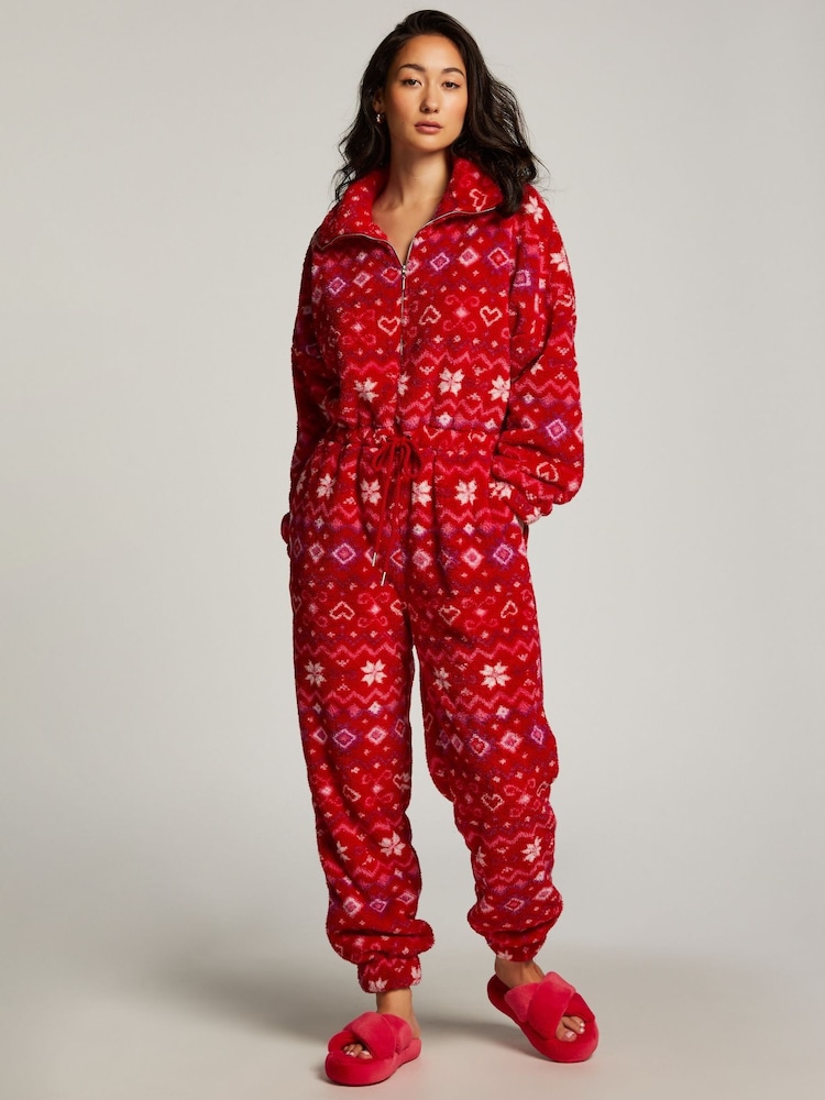 Hunkemoller Fleece Zip Neck Pyjamas Onesie - Image 1 of 4