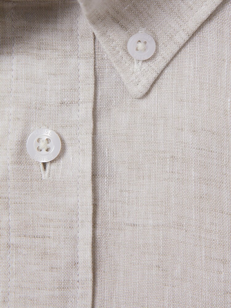 Reiss Stone Queens 100% Linen Button-Down Collar Shirt - Image 6 of 6