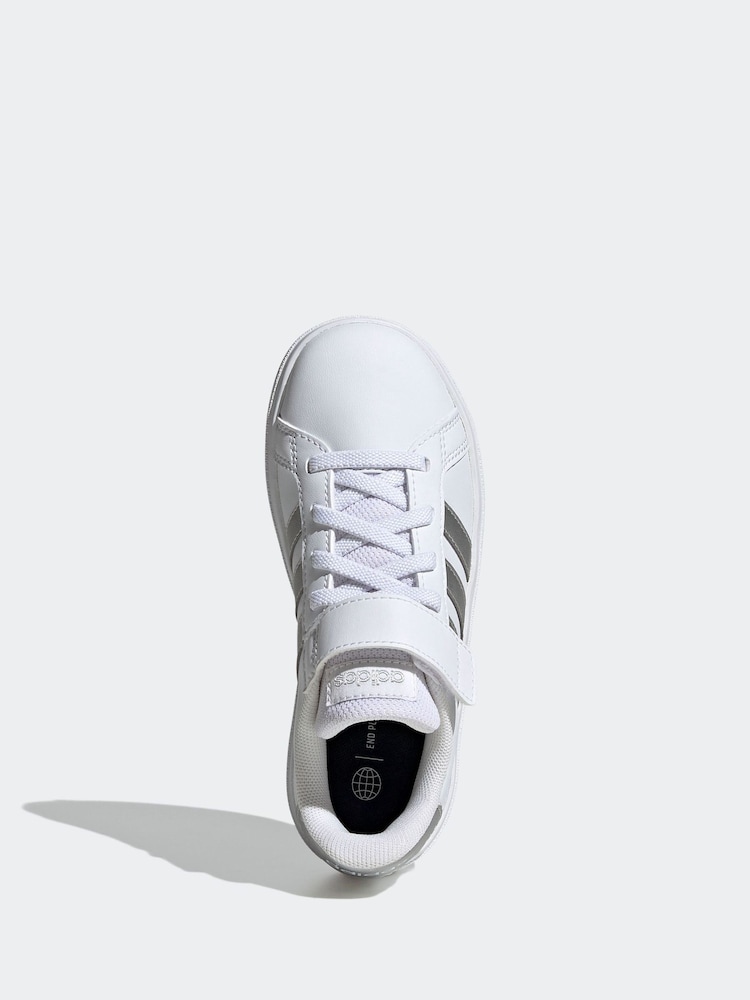 adidas White Grand Court Elastic Lace and Top Strap Trainers - Image 6 of 10