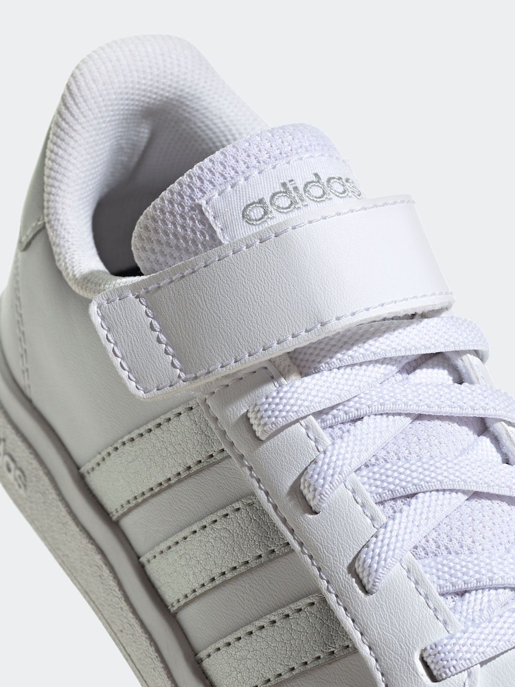 adidas White Grand Court Elastic Lace and Top Strap Trainers - Image 9 of 10