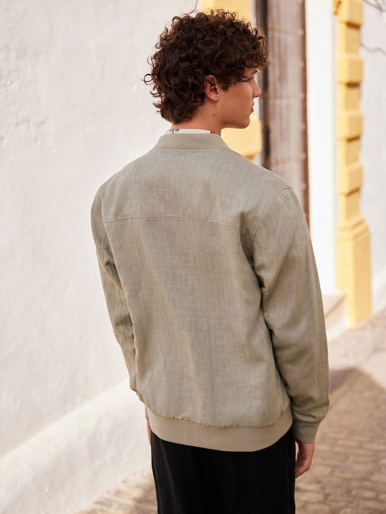 Pierre - Veste aviateur Nova Fides italienne en lin Blend chevrons - Image 3 of 5