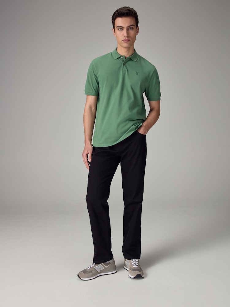 Green Slim Fit Short Sleeve Pique Polo Shirt - Image 2 of 8