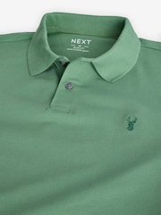 Green Slim Fit Short Sleeve Pique Polo Shirt - Image 7 of 8