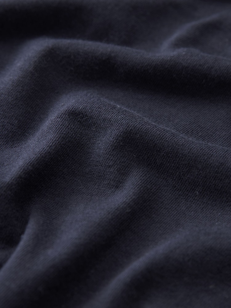 Navy 100% Cotton Relaxed V-Neck Capped Sleeve Tunic Dress - Image 5 of 5