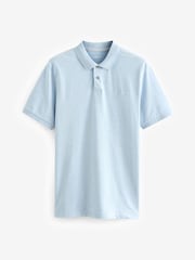 Light Blue Marl Slim Fit Short Sleeve Pique Polo Shirt - Image 5 of 7