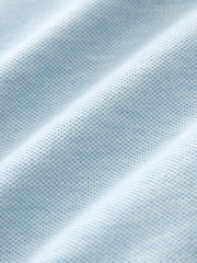 Light Blue Marl Slim Fit Short Sleeve Pique Polo Shirt - Image 7 of 7