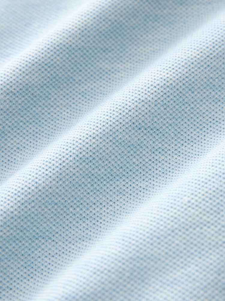 Light Blue Marl Slim Fit Short Sleeve Pique Polo Shirt - Image 7 of 7