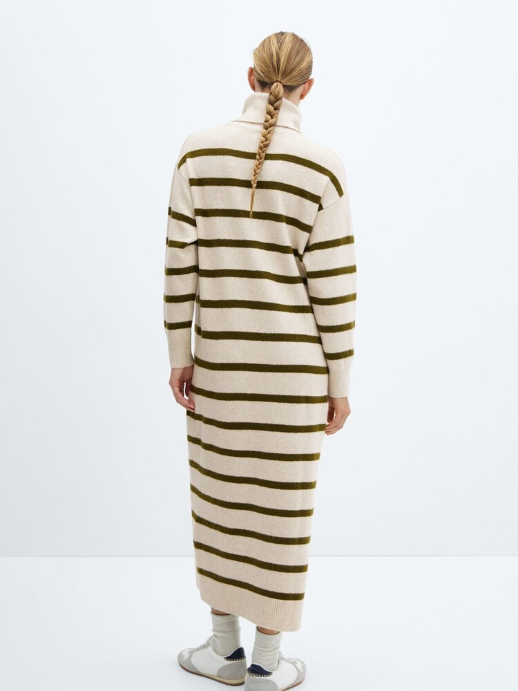 Mango Brown Roll Neck Striped Knitted Dress - Image 2 of 6