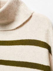 Mango Brown Roll Neck Striped Knitted Dress - Image 6 of 6