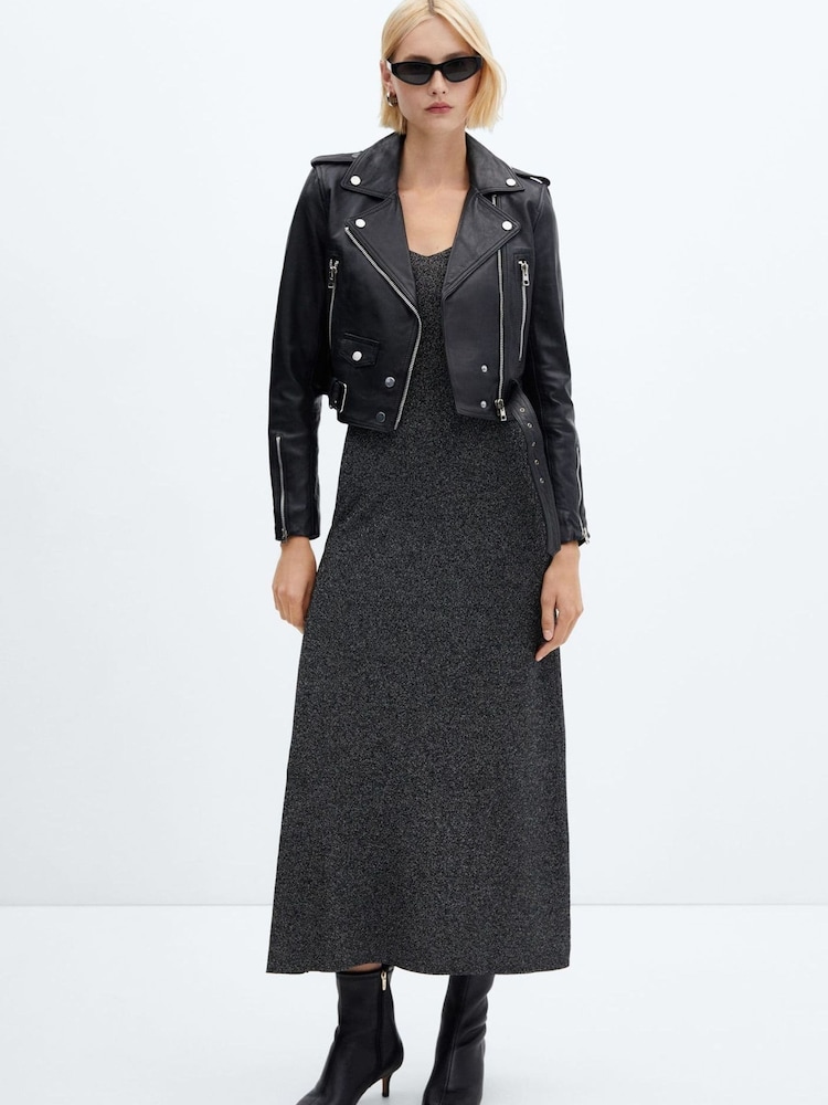 Mango Knitted Metallic Midi Dress - Image 1 of 6