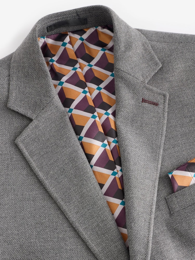 Grey Regular Fit Textured Smart Blazer - Image 4 of 10