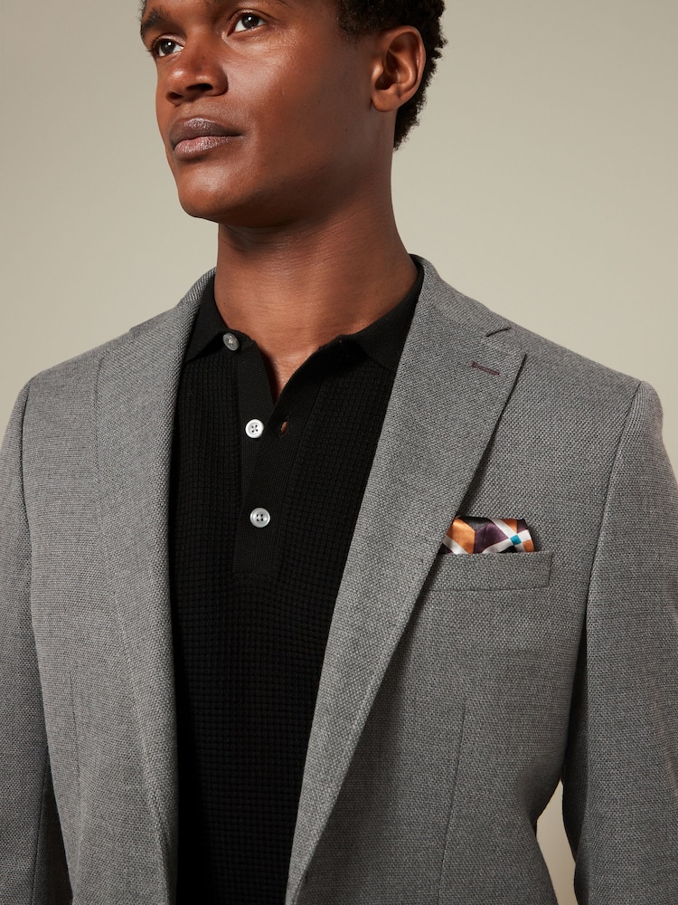 Grey Regular Fit Textured Smart Blazer - Image 5 of 10