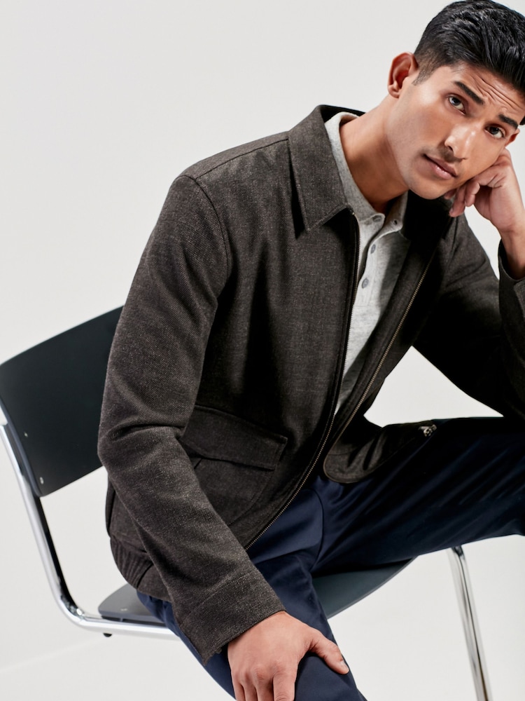 Brown Smart Textured Blouson Jacket - Image 2 of 10
