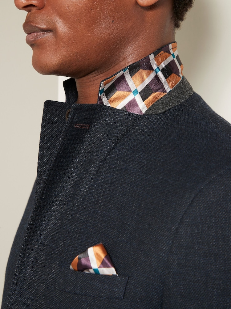 Navy Blue Regular Fit Textured Smart Blazer - Image 4 of 11
