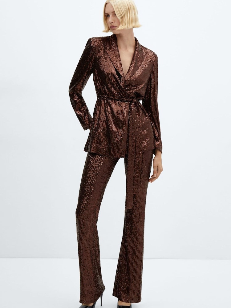 Mango Brown Sequin Blazer - Image 1 of 7
