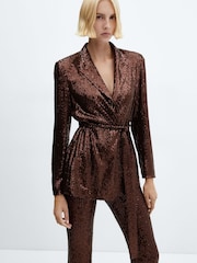 Mango Brown Sequin Blazer - Image 3 of 7
