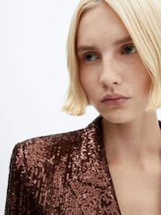Mango Brown Sequin Blazer - Image 4 of 7