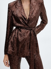 Mango Brown Sequin Blazer - Image 5 of 7