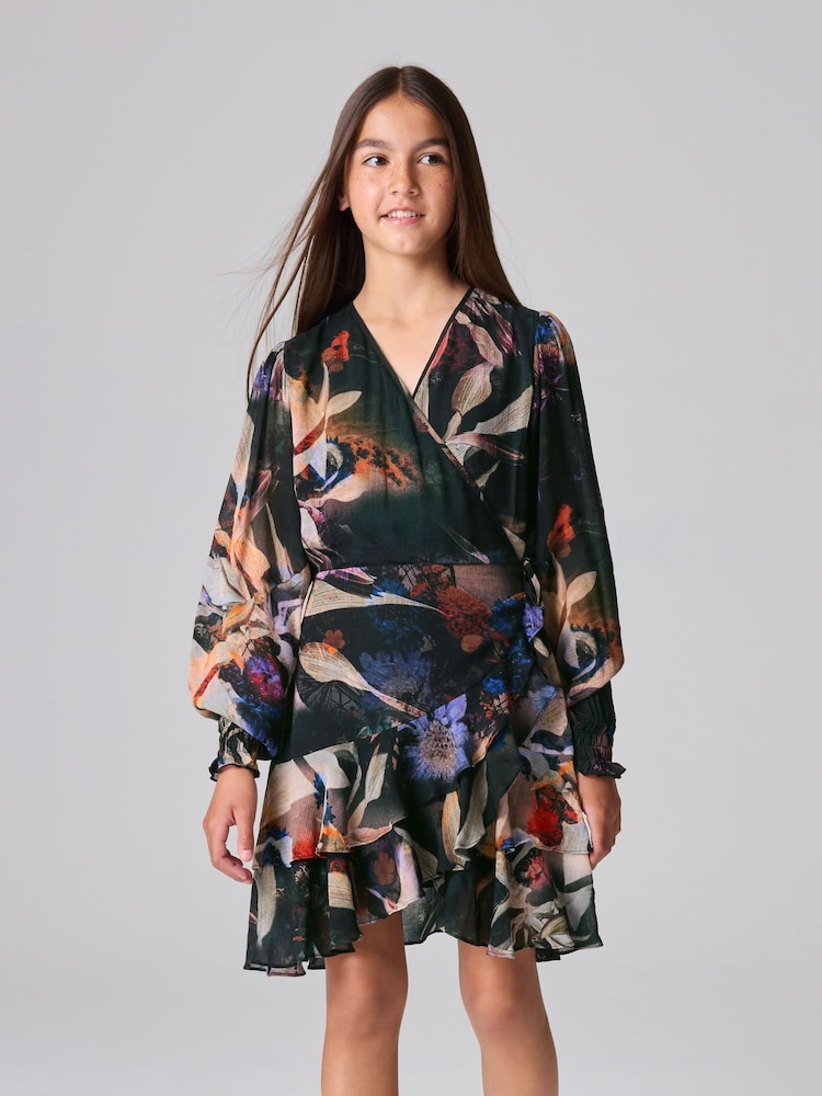 smALLSAINTS Multi Ari Floral Wrap Girls Dress - Image 1 of 9