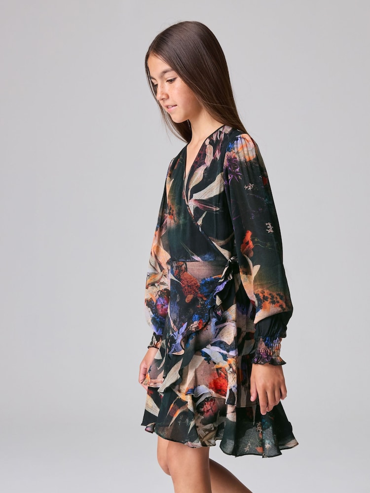 smALLSAINTS Multi Ari Floral Wrap Girls Dress - Image 2 of 9