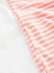 Orange Stripe/White High Neck Ribbed Racer Vest Tops 2 Pack - Image 10 of 10