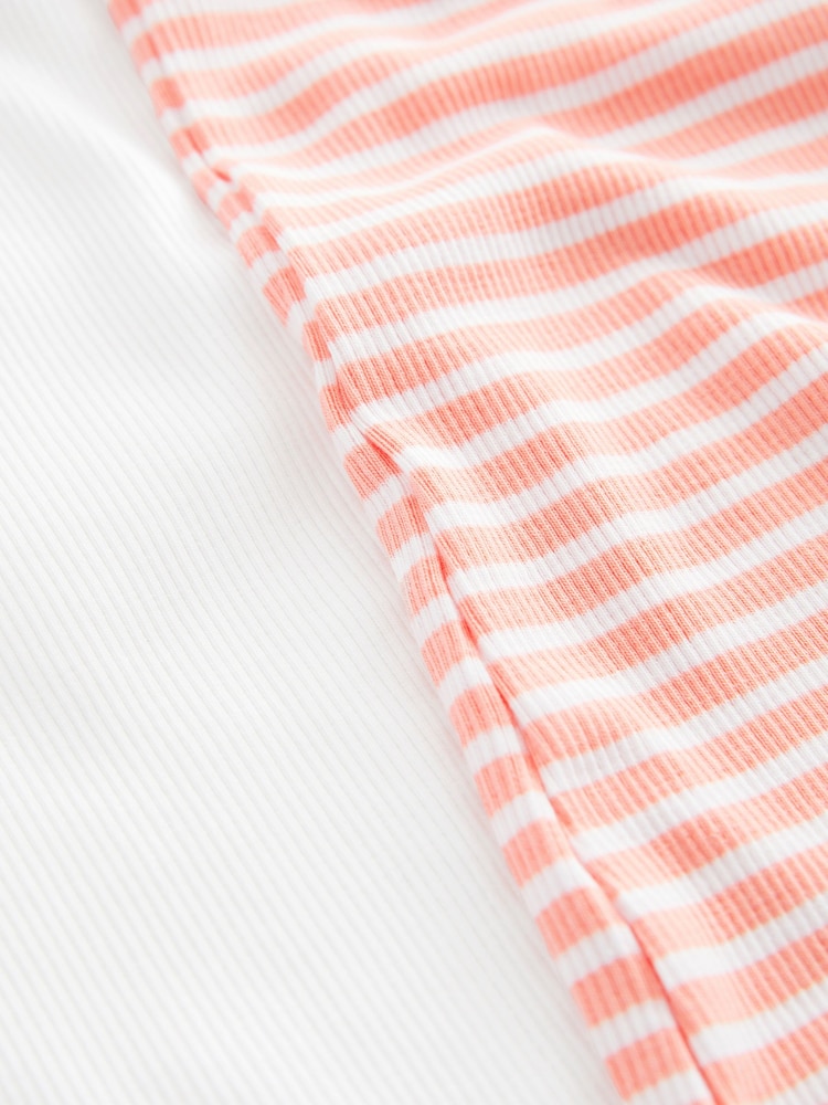 Orange Stripe/White High Neck Ribbed Racer Vest Tops 2 Pack - Image 10 of 10