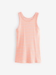 Orange Stripe/White High Neck Ribbed Racer Vest Tops 2 Pack - Image 9 of 10