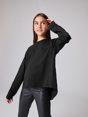 smALLSAINTS Girls Logo Lace Pleat Back Long Sleeve 100% Cotton T-Shirt - صورة 1 من 8