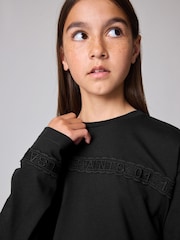 smALLSAINTS Girls Logo Lace Pleat Back Long Sleeve 100% Cotton T-Shirt - صورة 3 من 8