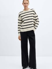 Mango Cream Striped Knitted Jumper - Image 1 of 6