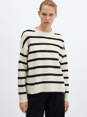Mango Cream Striped Knitted Jumper - Image 2 of 6