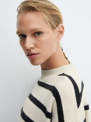Mango Cream Striped Knitted Jumper - Image 4 of 6