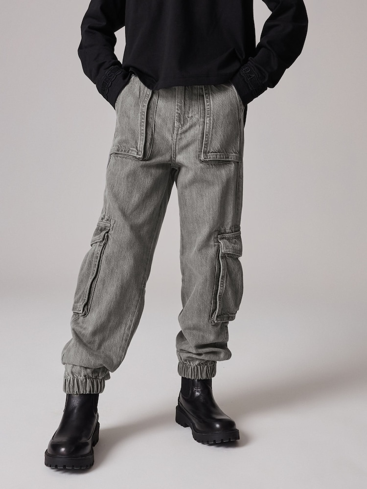 smALLSAINTS Charcoal Grey Girls Freda Cargo Joggers - Image 1 of 8