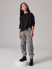 smALLSAINTS Charcoal Grey Girls Freda Cargo Joggers - Image 3 of 8