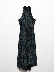 Mango Halterneck Polka Dot Velvet Dress - Image 5 of 6
