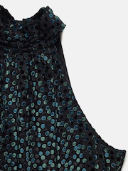 Mango Halterneck Polka Dot Velvet Dress - Image 6 of 6