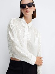 Mango Cropped Sequin Shirt - Image 1 of 1