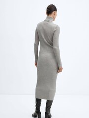 Mango Grey Turtleneck Knitted Midi Dress - Image 2 of 7