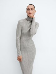 Mango Grey Turtleneck Knitted Midi Dress - Image 3 of 7