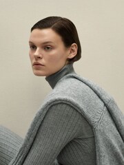 Mango Grey Turtleneck Knitted Midi Dress - Image 4 of 7