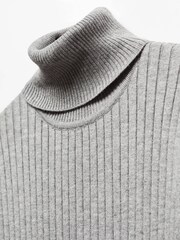 Mango Grey Turtleneck Knitted Midi Dress - Image 7 of 7