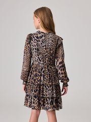 smALLSAINTS Leopard Print Antheia Long Sleeve Girls Dress - Image 3 of 5