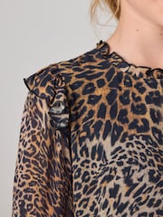 smALLSAINTS Leopard Print Antheia Long Sleeve Girls Dress - Image 4 of 5