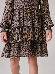 smALLSAINTS Leopard Print Antheia Long Sleeve Girls Dress - Image 5 of 5