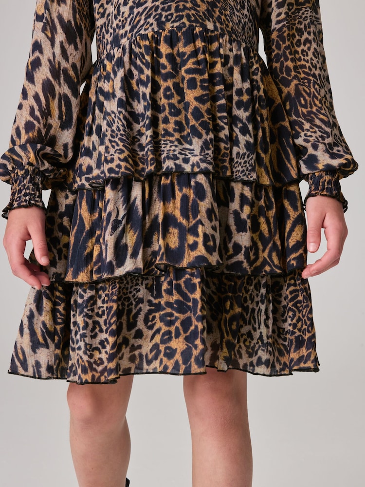 smALLSAINTS Leopard Print Antheia Long Sleeve Girls Dress - Image 5 of 5