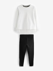 smALLSAINTS White/Black Girls Lee Lace 100% Cotton Sweatshirt and Legging Set - Image 10 of 13