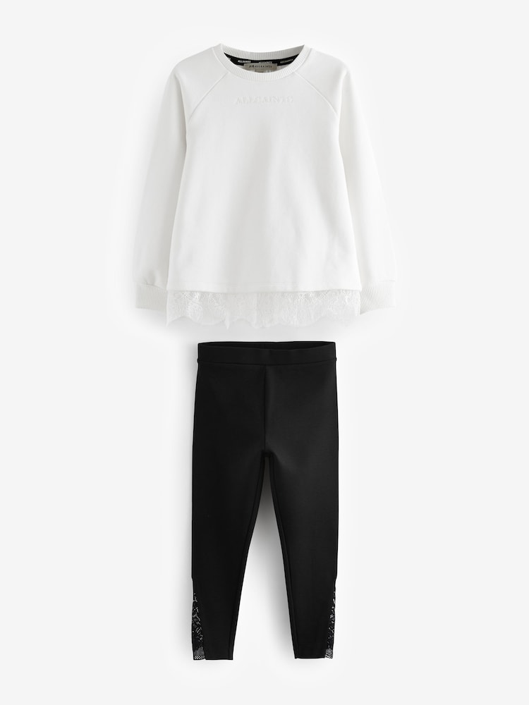 smALLSAINTS Girls Lee Lace 100% Cotton Sweatshirt and Legging Set - Image 10 of 13