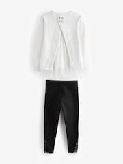 smALLSAINTS White/Black Girls Lee Lace 100% Cotton Sweatshirt and Legging Set - Image 11 of 13