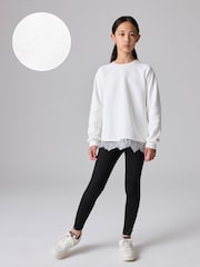 smALLSAINTS White/Black Girls Lee Lace 100% Cotton Sweatshirt and Legging Set - Image 2 of 13