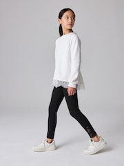 smALLSAINTS White/Black Girls Lee Lace 100% Cotton Sweatshirt and Legging Set - Image 3 of 13